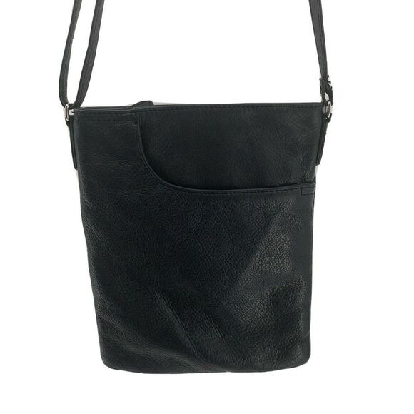 Margot Black Leather Designer Modern Crossbody Purse Classic Chic Modern Handbag - Picture 1 of 8